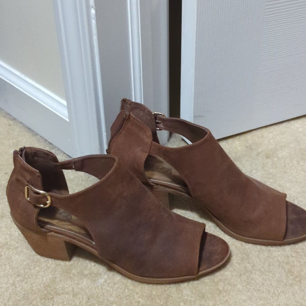 Carlos Santana suede cutout booties